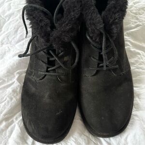Women's Black Ankle Boots with Fur Lining